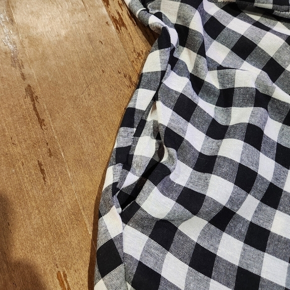 Gingham Fabric Black & White Print Button Up Side Zip Tunic or Mini Dress Size M - Picture 7 of 8